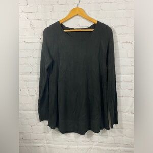 Loft Sweater Womens Size Small Black Round Neck Cotton Thin Cable Knit Top